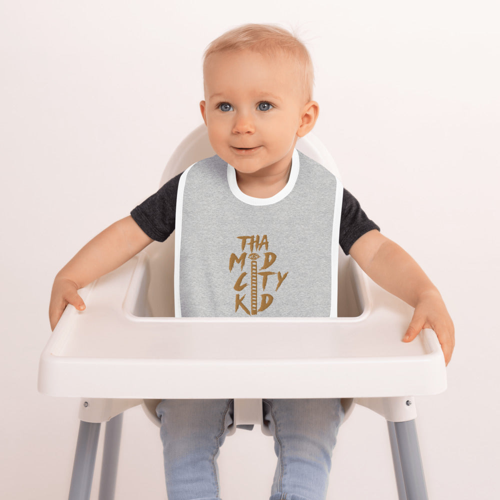 Tha Mid City Kid Embroidered Baby Bib