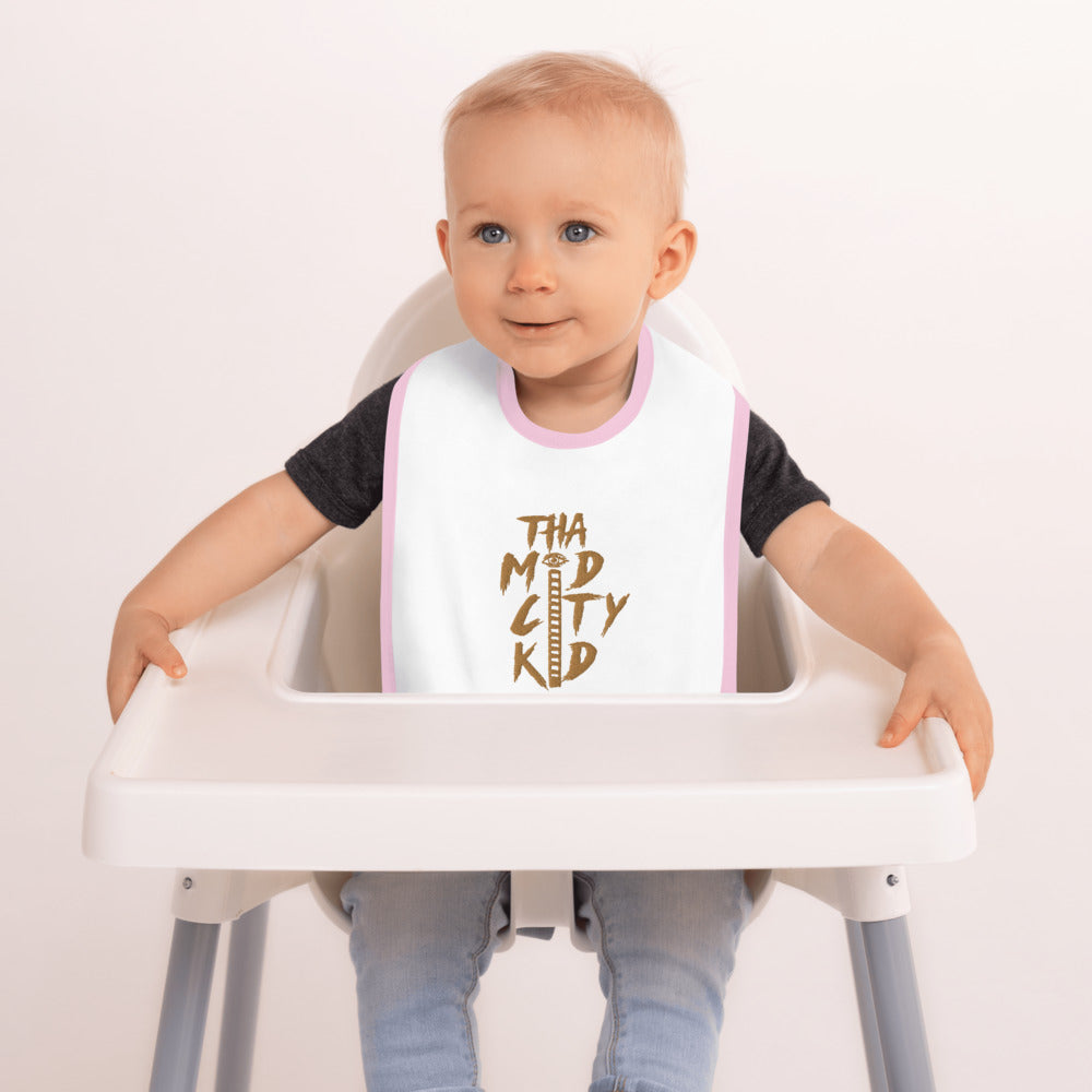 Tha Mid City Kid Embroidered Baby Bib